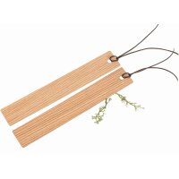 Larch wood bookmark with leather strap | 150x25mm - for...