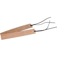 Larch wood bookmark with leather strap | 150x25mm - for book lovers