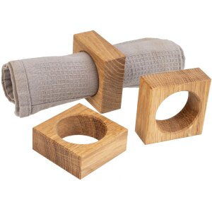 Hochwertiger Serviettenhalter aus Geölter Eiche - Stilvoller Serviettenring 6,5x2,5cm