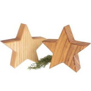 Handmade wooden star made of oiled ash - Rustic Christmas decoration 12 cm