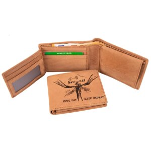 Leather wallet - Wallet for mountain bikers - Ride Eat Sleep Repeat