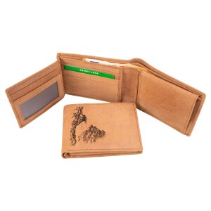 Leather wallet - Wallet for climbers and mountaineers - Mountains in carabiner