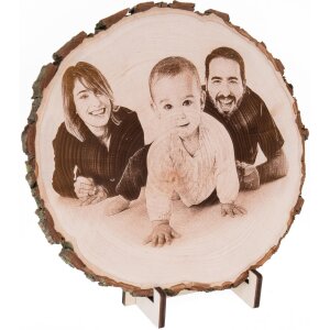 Tree disk with engraving round 24 - 28 cm with