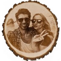 Tree disk with engraving round 24 - 28 cm with