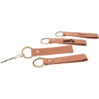 Personalized leather key ring | light brown with brass ring