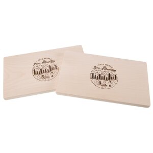 Chopping board on FSC® maple wood 26 x 15 x 1.5 cm with motif I Hate People and Love Mountains