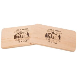 Schneidebrett FSC® Erle 22,5 x 12,5 x 1,2 cm - Life is Better in a Tent