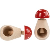 Nut screw/nutcracker made of beech - toadstool design