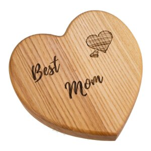Wooden heart made of oiled ash medium 18 x 18 cm with laser engraving "Best Mom"