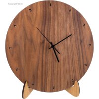 Moderne Wanduhr aus Holz - Schlichtes Rundes Design mit geräuschlosem Funkuhrenwerk