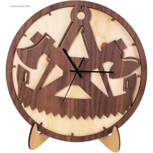 Zimmerer Zunft Wanduhr in Wunschholz mit geräuschlosem Funkwerk