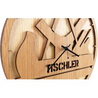 Carpenters wall clock in custom wood | Guild clock with silent radio-controlled movement