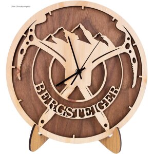 Bergsteiger wall clock made of wood of your choice with silent radio-controlled movement