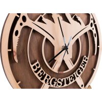 Bergsteiger wall clock made of wood of your choice with silent radio-controlled movement