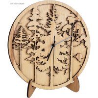 Wanduhr mit Wald Panorama aus Wunschholz und...