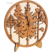 Wanduhr mit Wald Panorama aus Wunschholz und...