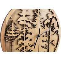 Wanduhr mit Wald Panorama aus Wunschholz und geräuschlosem Funk-Uhrenwerk