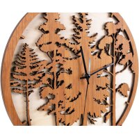 Wanduhr mit Wald Panorama aus Wunschholz und geräuschlosem Funk-Uhrenwerk