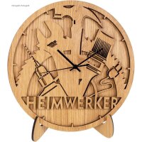 Heimwerker Motiv Wanduhr aus Wunschholz mit...