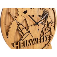 Heimwerker Motiv Wanduhr aus Wunschholz mit...