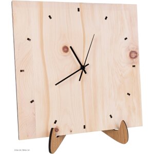 Schlicht-quadratische Wanduhr aus Wunschholz mit geräuschlosem Funk-Uhrenwerk