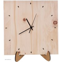 Schlicht-quadratische Wanduhr aus Wunschholz mit geräuschlosem Funk-Uhrenwerk
