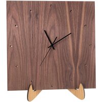 Schlicht-quadratische Wanduhr aus Wunschholz mit geräuschlosem Funk-Uhrenwerk