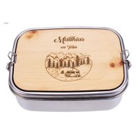 Personalisierte Lunchbox aus Edelstahl mit Schneidebrett...