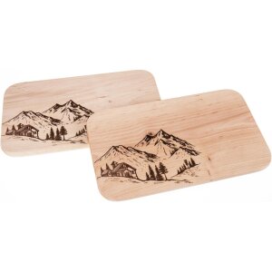 Schneidebrett Erle 26 x 15 cm - Berge / Alm Hütte