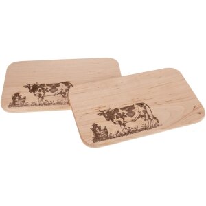 Cutting board FSC® alder 26 x 15 cm - Cow on pasture -