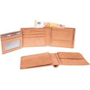 Natural leather wallet light brown - stylish wallet for men and women