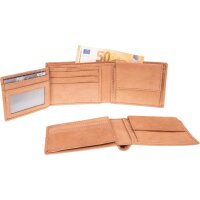 Natural leather wallet light brown - stylish wallet for men and women