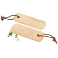 Compact shoehorn made of oiled beech | 12cm with leather...