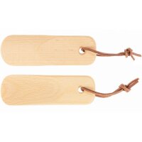 Compact shoehorn made of oiled beech | 12cm with leather...
