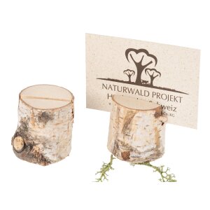 Birch log card holder with bark - H: 4 cm, Ø: approx. 3-4 cm, slot approx. 2.5 mm