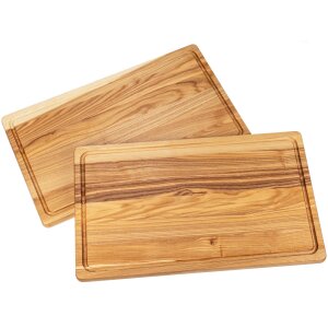 Wooden cutting board with juice groove made from oiled heart ash - approx. 50 x 30 x 2.1 cm