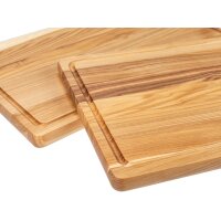 Wooden cutting board with juice groove made from oiled heart ash - approx. 50 x 30 x 2.1 cm
