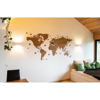 Wooden world map wall decoration