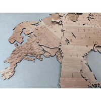 Holz 3D Weltkarte Wanddeko aus verschiedenen Holzarten FSC® zertifiziert