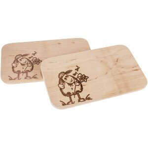 Schneidebrett Erle 26 x 15 cm - Schaf "Hey Du!"