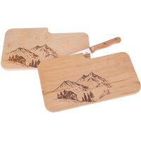 Schneidebrett mit Messerschlitz FSC® Erle 26 x 15 x 1,2 cm mit Motiv Branding Geweih