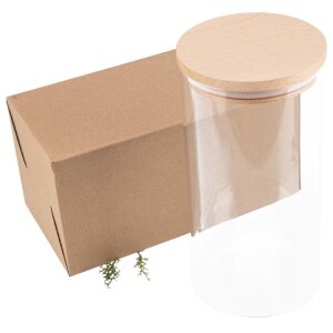 Storage Jar 1.5 L with FSC® Beech Lid – 20 cm Tall, Borosilicate Glass