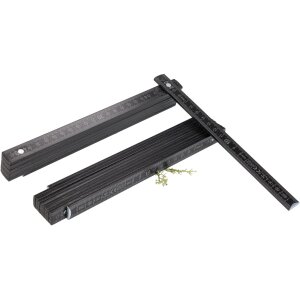 2 meter folding rule / meter stick - black lacquered - with angle indicator and locking mechanism