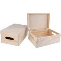 Vielseitige Holzkiste mit Klappdeckel und Griff - Fichte...