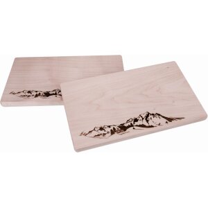 Chopping board on FSC® maple wood 26 x 15 x 1.5 cm with Alpine panorama motif