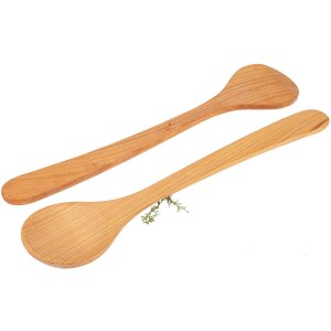 Großer Löffel aus geöltem Kirschholz – 35 cm mit runder Laffe