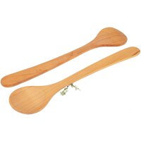 Large spoon made of oiled cherry wood with round bowl -...