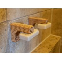 Magnetic soap holder made of larch wood for bathroom and...