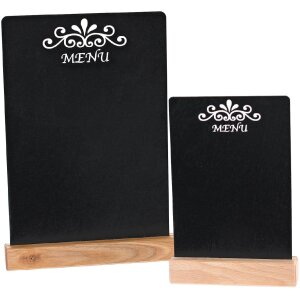 Holz Tischaufsteller aus Buche mit Kreidetafel - Speisekarte DIN A4