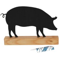 Wooden table stand made of beech with chalkboard - pig /...